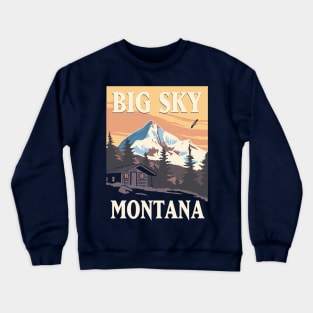 America Big Sky Montana  Country Retro Vintage Style  Travel Poster Apparel Crewneck Sweatshirt